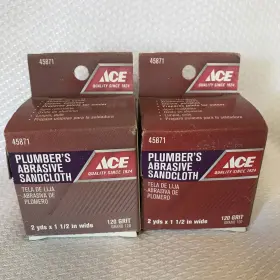 2-ace Ace 082901458715 Lot Of Plumbers Abrasive Sandcloth 120 Grit 2 Yards 1 1/2 Inch Wide