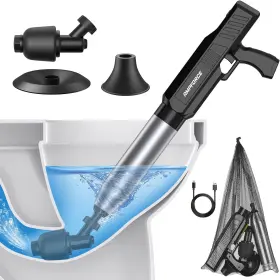 Aftp-8b Ampforce Electric Toilet Plunger For Bathroom High-pressure Air Ink Black