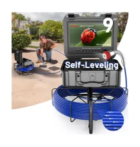 9dx-zph Anysun Self-leveling Sewer Camera 100ft 9 Inch Hd Screen Pipe Borescope Drain