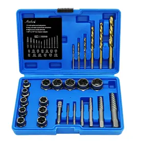 Rex0389 Axelord Screw Extractor Set 26 Pieces Bolt Kit And Left Hand Drill... Fast Ship