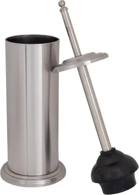 4936-ss Bath Bliss Cylinder Free Standing Toilet Plunger And Holder Stainless Steel