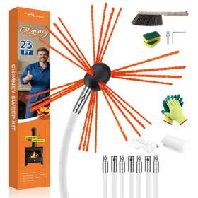 23ftyancongshua Bluesea 23 Feet Chimney Sweep Kit Ergonomic Cleaning Extends Up