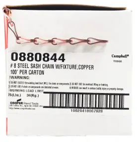 T0880844n Campbell Chain No. 8 Inch Twist Link Carbon Steel Sash 3/64 Dia. X 100