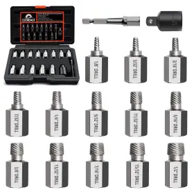 Coqcq4hs15 Coobeast 15pcs Screw Extractor Set Easy Out Bolt Kit With Bottom 3/8inch Dr