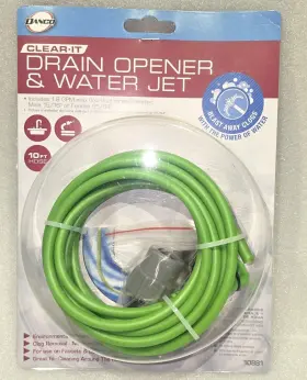 Da6386 Danco Clear-it 1-1/4 Inch Drain Clog Opener Kitchen Faucet 3-in-1 Water Jet 10 Ft