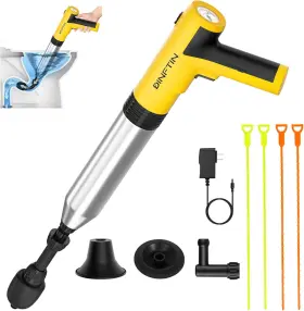 Stj-1 Dinftin Electric Toilet Plunger - Cordless High Pressure Drain Unclogger Heavy Duty