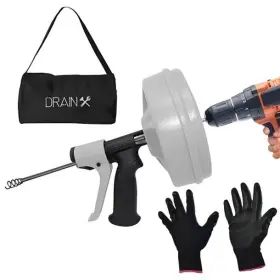 395831 Drain X Spinfeed 50 Foot Plastic Drum Auger With Auto Trigger And Plumbing Snake