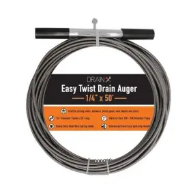 Adx1-1036 Drainx Easy Twist Drain Auger Plumbing Cables For Cleaning Clogs 1/4 Inch X 50 Ft