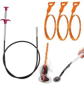 F-0001 Founder 63 Inch Drain Clog Remover Tool 4 Pack Stainless Steel Silver Com