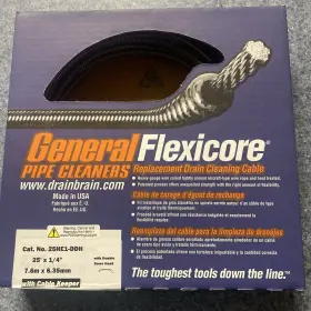 25he1-dh General Wire Genuine Pipe Cleaning Cable 1/4 Inch X25ft With Down Head #25he1-dh