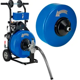 502065 Global Industrial Drain Cleaner For 4-9 Inch Pipe With 5/8 3/4 X 100ft Cables Drums