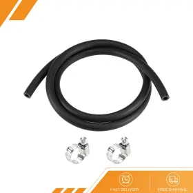 Gryfton 680811328977 Fuel Line Hose 6mm Id 10mm Od 3.3ft Oil Pipe Rubber Black 2 Clamps
