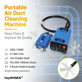 022836a Haywhnkn Portable 2 Inch -40 Hvac Duct Cleaning Machine 49ft Flexible Shaft W Rotating Brush