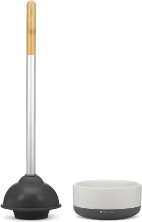 Fc18145w Home Royal Plunge Bathroom Toilet Plunger With Bamboo Handle And White Ceramic Hold