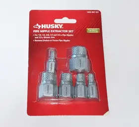 Husky 1003067551 6 Piece Pipe Nipple Extractor Set 1/8 Inch -3/4 And 1/2 Shower Arm