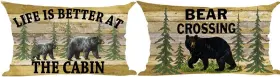 82971111 Husky Set Of 2 Life Is Better At The Cabin Bear Crossing Forest Trees Field Fall Decor