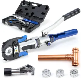 Ibosad 445021488483 Hydraulic Pipe Crimping Tool With 1/2 Inch 3/4 And 1 Jaw Copper