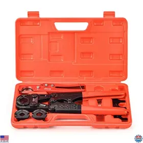 B073gfvs1d Icrimp Pex Pipe Crimping Tool Kit 3/8 Inch -1 Copper Ring With Gauge And Cutter
