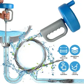 Imountek 730056001095 32.8ft Drain Snake Auger Plumbing Hair Clog Remover For Sewer Sink Bathtub