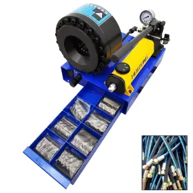 056650 Intbuying Hydraulic Pipe Shrinking Clamping Machine Manual Hose Crimper With 7 Set Dies