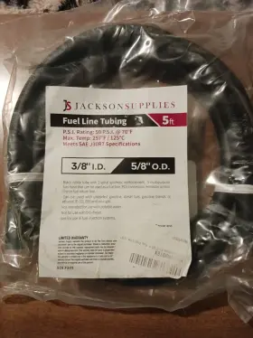516-f385 Jacksonsupplies 5 Ft Fuel Line Tubing 3/8 Inch Id 5/8 Od Rated 50 Psi Jackson Supplies Nip Sealed