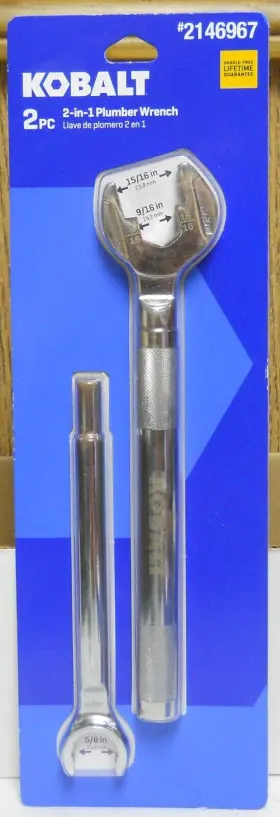 2146967 Kobalt 2pc 2 -in - 1 Plumber Wrench Sizes 9/16 In 15/16 And 5/8