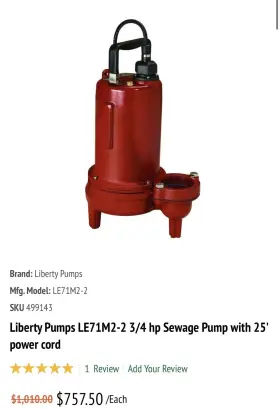 Le71m2-2 Liberty Pumps Submersible Sewage