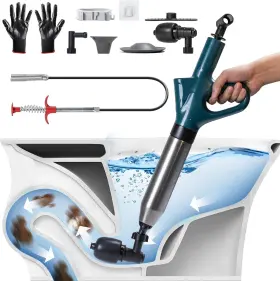 Hx-0121 Lifmocer Toilet Plunger Drain Clog Remover High-pressure Unclogger - 1 Blue
