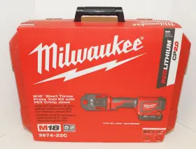2674-22c Milwaukee M18 Short Throw Press Tool Kit W Pex Crimp Jaws 3/8 Inch - 1
