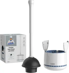 Sj21826 Mr.siga Toilet Plunger With Holder Heavy Duty And White