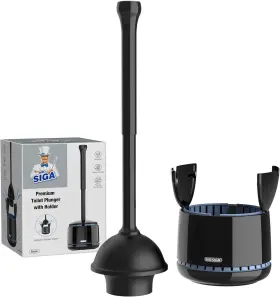 Sj21827 Mr.siga Toilet Plunger With Holder Heavy Duty And Black