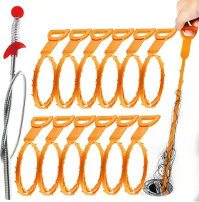 Drain02 Omont Snake Drain Hair Clog Remover Auger Cleaning Tool 12pcs With Steel Cl