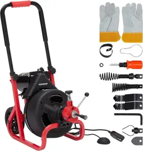 Da02  Pioneerworks 100ft X 3/8in Drain Cleaner Machine Auto-feed Electric Auger