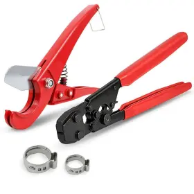 Plumbflex 804595164624 Pex Plumbing Kit Crimper Tool With Lock Hook Cutter Stainless Steel