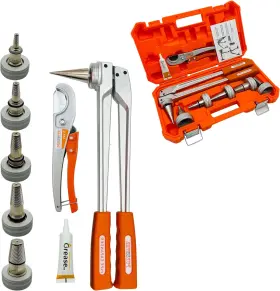 Purseter 445027747720 Manual Pex Pipe Expander Tool Kit With 5pcs Be 3/8 Inch 1/2 5/8 3/4 1 Expansion