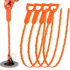 Quiumes 445034466485 Drain Snake Clog Remover - 4 Pack 20 Inch Flexible Hair Removal Tool For S