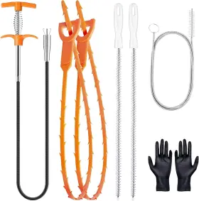 Qwatuy 313109747760 61in Drain Snake Tool Set Flexible Grabber 1 Pcs Hair Clog Remover