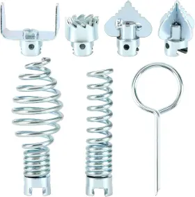 Dg33012 Qwork Drain Cleaner Combination Cutter Head Set 7-piece Manganese Steel Dredgin