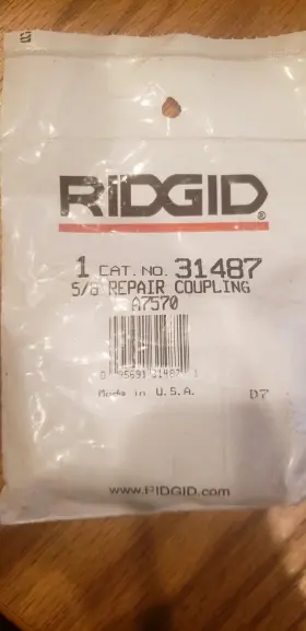 A7570 Ridgid 31487 Replacement 5/8 Inch Repair Splicer Coupling For Drain Cleaning Cable