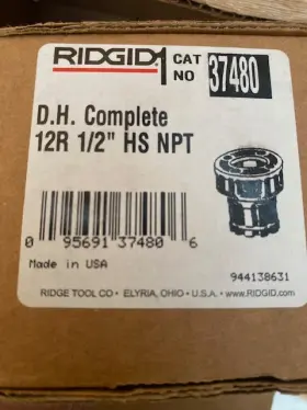 Hs-npt-1 Ridgid 37480 12-r Hs-npt-1/2 1/2 Inch Threader Die Head Hs Rh Npt