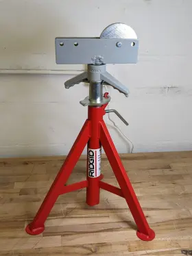 56667 Ridgid Roller Head Pipe Stand 12 Inch Capacity 24 - 42 Height Range