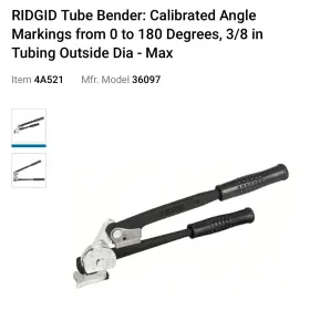 95691360977 Ridgid Tube Bender 3/8 In Tubing Outside Dia - Max