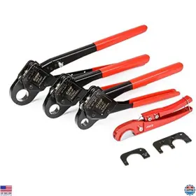 B019pygcxu Ridgid Pex Pipe Crimping Tool Set - 1/2 Inch 3/4 1 Angle Head With Cutter For Tight