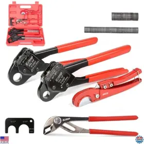B0dc6d81g2 Ridgid Pex Pipe Crimping Tool Set - 1/2 Inch And 3/4 Crimper Pliers Cutter Copper Rings
