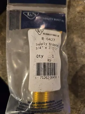 B-0427 T&s Brass - 3/4 In Npt Supply Nipple 2 1/2 Inch