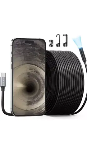 Ntc30l Teslong 15m Sewer Endoscope Camera Fiberscope For Iphone 15 Usb C Drain Borescop