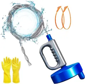 Thinvik 691163445588 33ft/10m Drain Snake Plumbing Auger Sink Hair Clog Remover Heavy