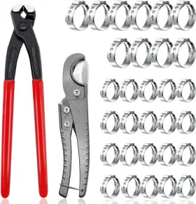 D-047 Tnisesm C-028 Pex Crimping Clamp Cinch Tool Kit With 20pcs 1/2inch And 10pcs 3/4inch