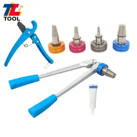 Tl8511318 Tool Library Precision Manual Pex Pipe Expander Kit Expansion Heads With 3/8 Inch 1/2 3/4 1