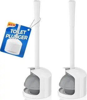 203-plunger02 Trenti Toilet Plunger With Holder For 5.3-inch Drain Plungers White